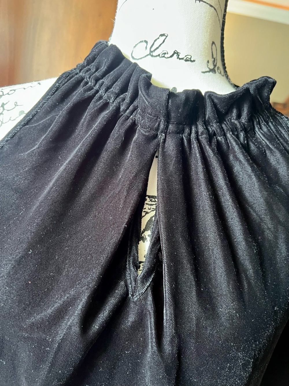 Dalia Black Velvet-Trim Halter Top -Never Worn